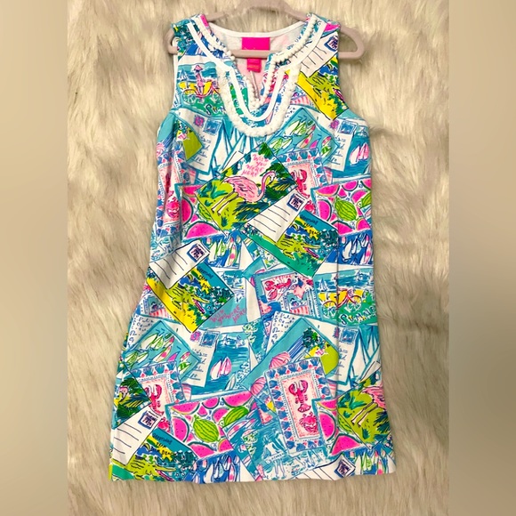 Lilly Pulitzer GIRLS Mini Harper Shift Multi Pop Up Wish You Were Here - Picture 2 of 2